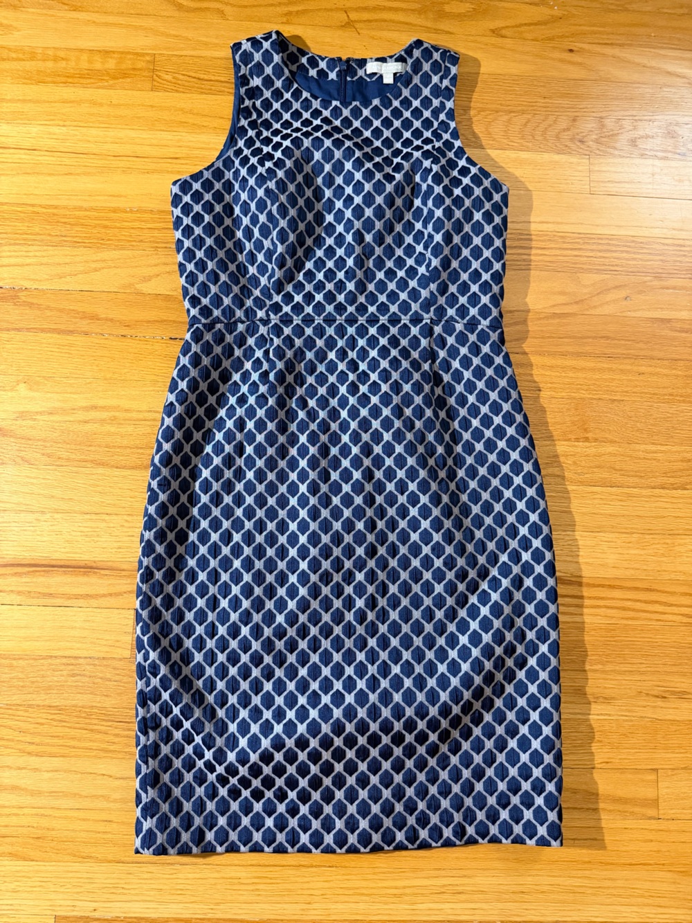Banana Republic Navy and Light Blue Geometric Pencil Dress size 12
